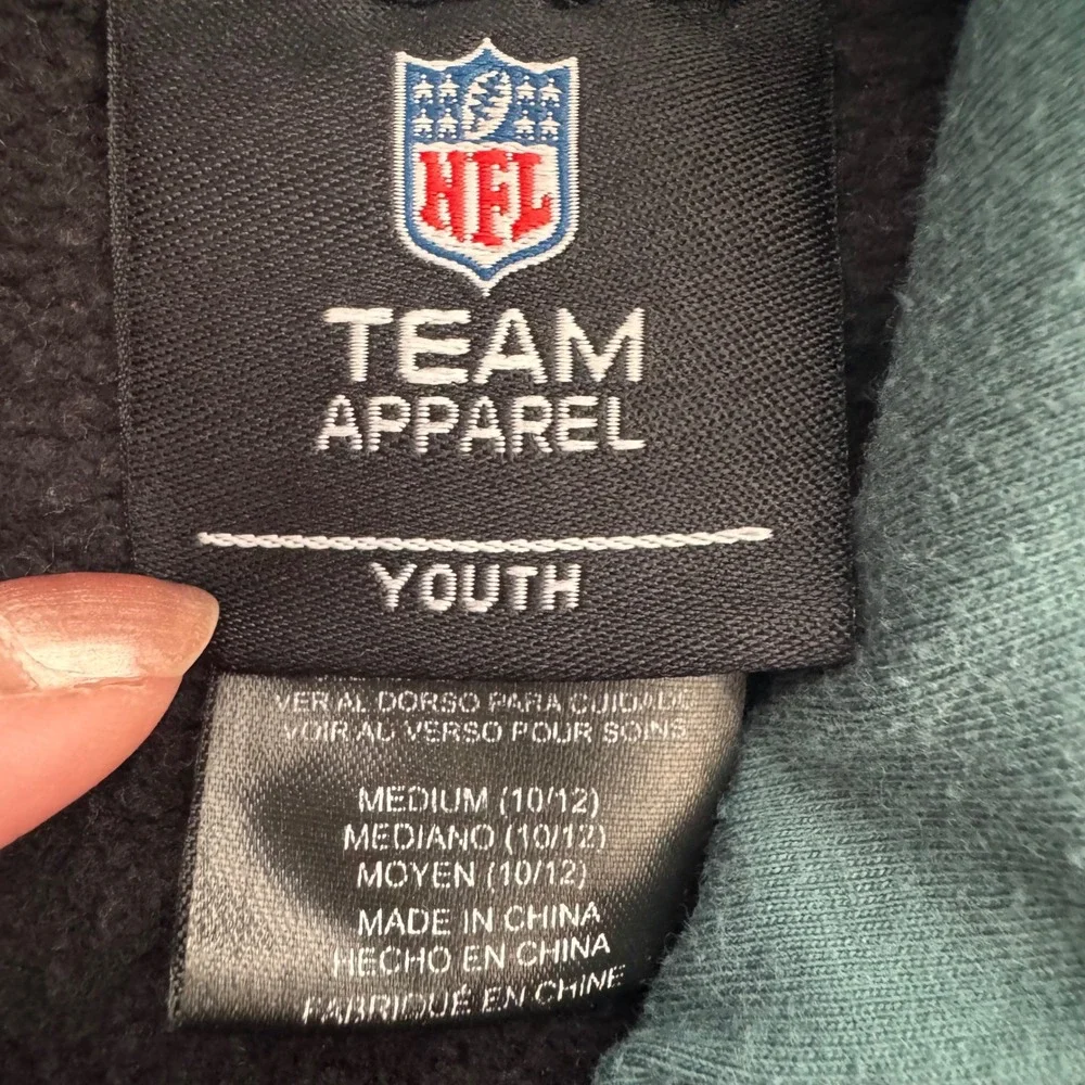 NFL Team Apparel Philadelphia Eagles Youth Hoodie Black Size M 10/12 Pullover